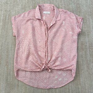 Lucky Brand Boho Short Sleeve Peasant Blouse Top XS